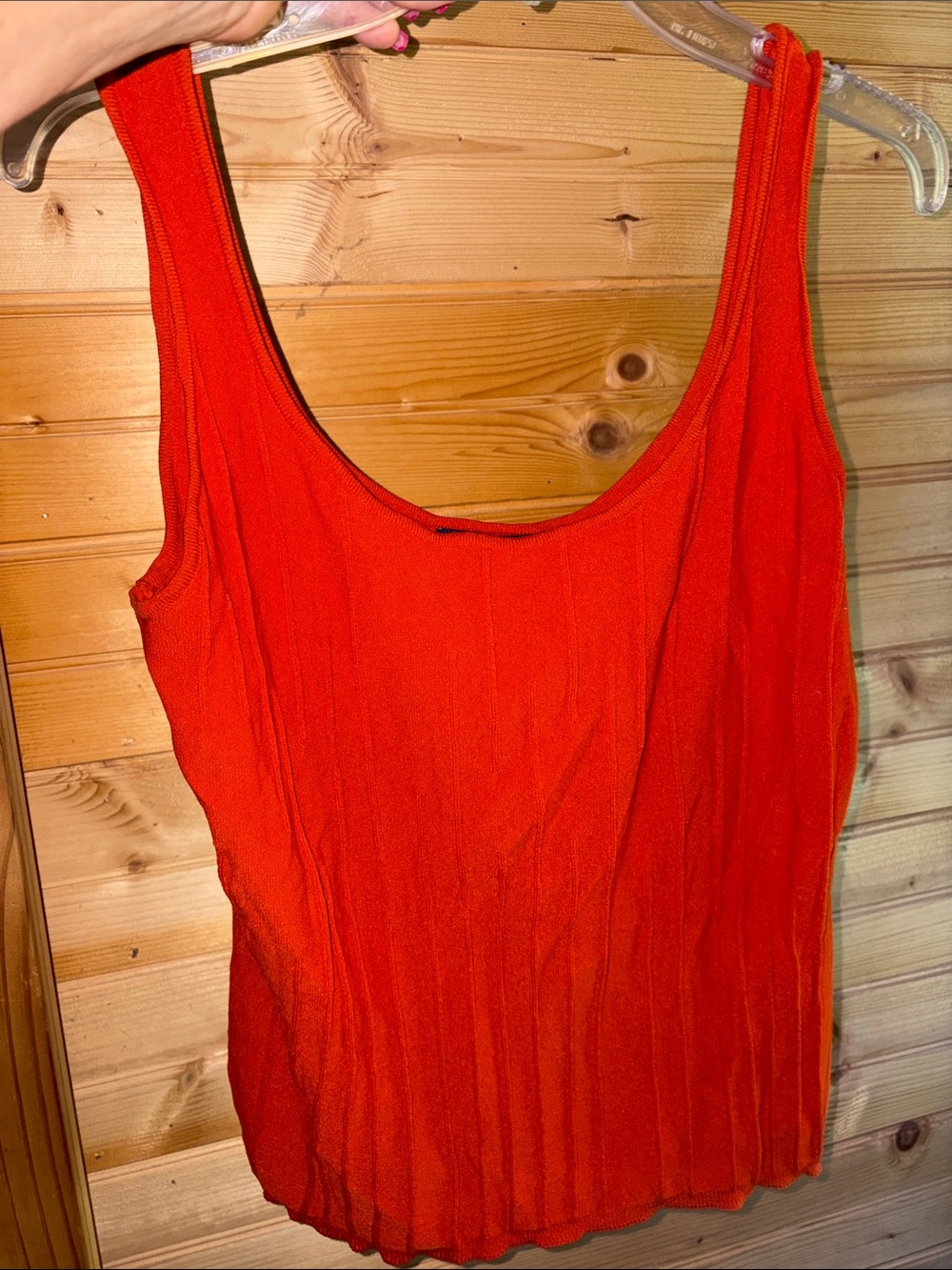 Evan-Picone Ribbed Scoop Neck Tank in Vibrant Orange-Red